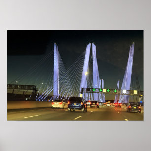 Póster del puente iluminado de Nueva York