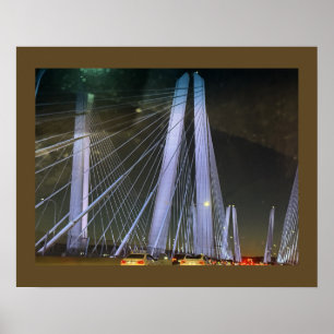 Póster del puente iluminado de Nueva York