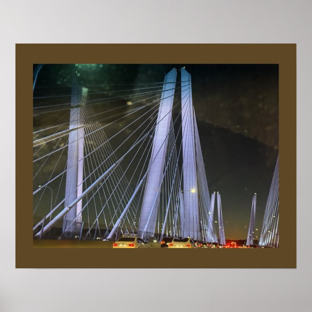 Póster del puente iluminado de Nueva York (Frente)
