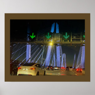 Póster del puente iluminado de Nueva York