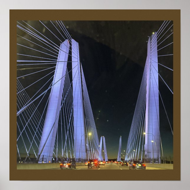 Póster del puente iluminado de Nueva York (Frente)