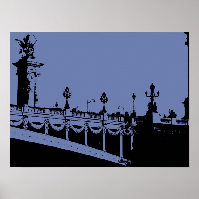 Póster del Puente Parisino Azul (Frente)