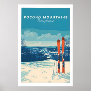 Póster del resort de esquí de las montañas Pocono