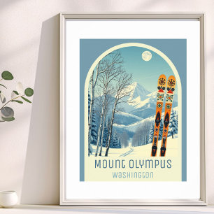Póster del resort de esquí Mount Olympus Washingto