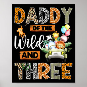 Póster Del safari del tercer cumpleaños de Daddy Wild