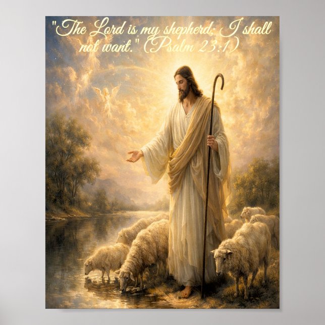 Póster del Salmo 23:1 Jesús como Pastor (Frente)