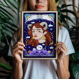 Póster del signo zodiacal Aries - Arte mural audaz
