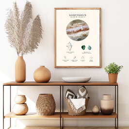 Póster del signo zodiacal Sagitario con piedra de