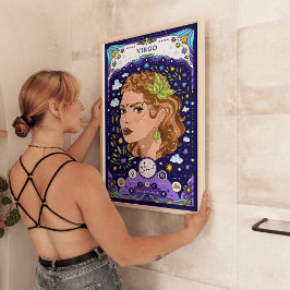 Póster del signo zodiacal Virgo azul - Preciso y t