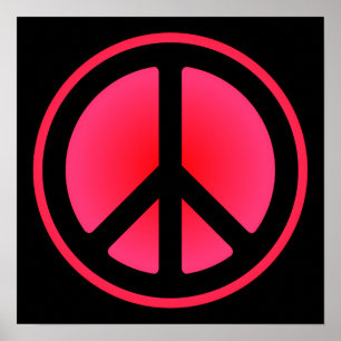 Póster del símbolo de la paz rosa