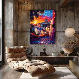 Poster del Skyline de Roma - Histórico arte italia
