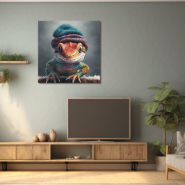 Póster del sombrero de invierno de Gecko de Beanie