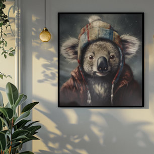 Póster del sombrero de invierno del koala Beanie B