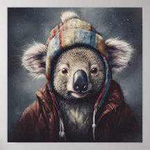 Póster del sombrero de invierno del koala Beanie B