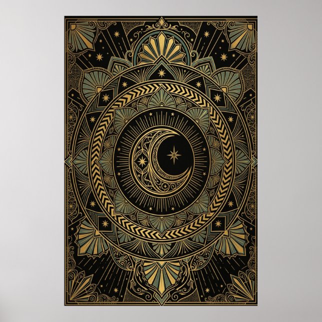 Póster del Templo Celestial Art Déco | Explosión d (Frente)