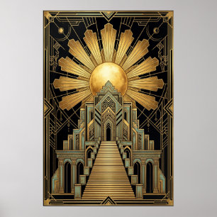 Póster del Templo Celestial Art Déco   Explosión d