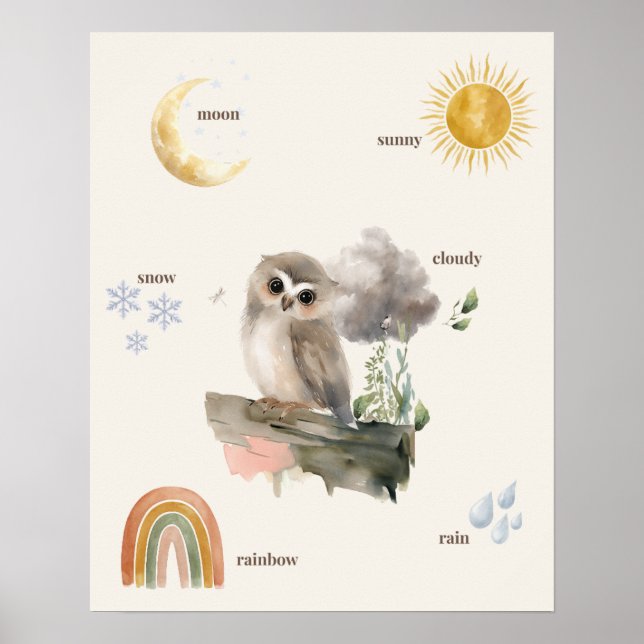 Póster del tiempo del búho del bosque (Frente)