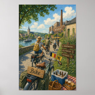 Póster del Tour en Bicicleta de la Cervecería Ribe