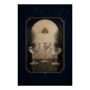 Póster del trío Coupe Art Déco   Arte de bar