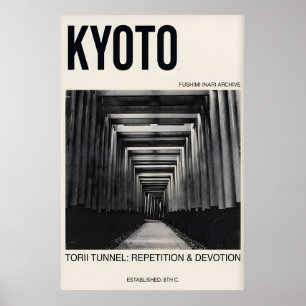 Póster del Túnel Torii de Kyoto, Arte de Viaje Min