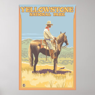Póster Del vaquero parque nacional de Yellowstone a
