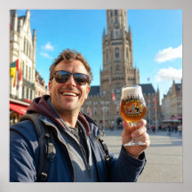 Póster del viaje de la cerveza belga a través de B