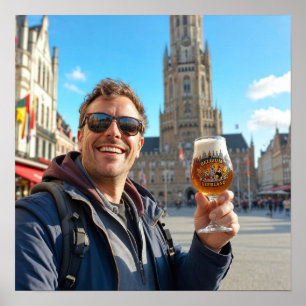 Póster del viaje de la cerveza belga a través de B