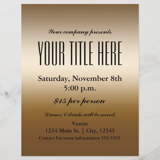 Poster del volante del evento de glamour elegante  (Frente)