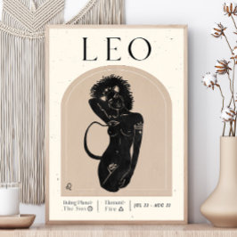 Póster del Zodíaco Femenino de Leo | Arte de Pared