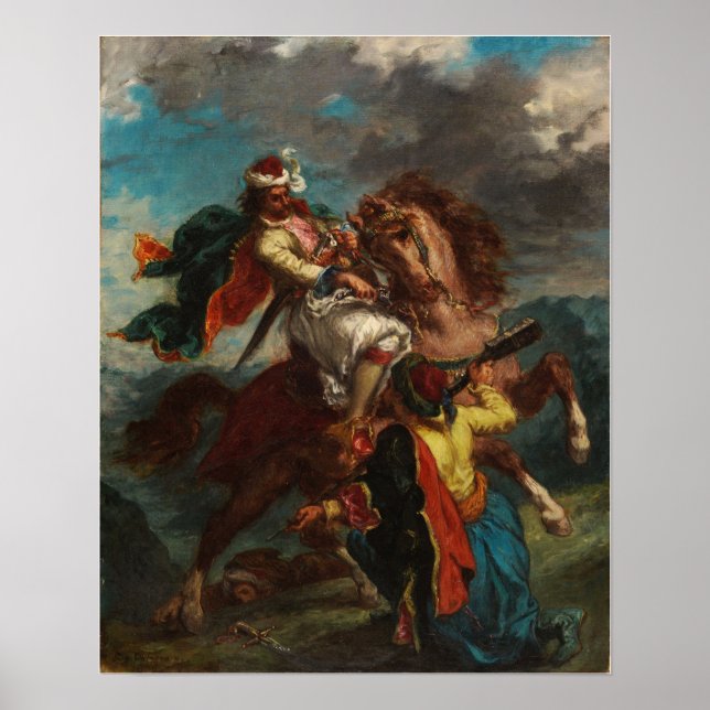 Póster Delacroix - A Turk Surrenders To A Greek Horseman… (Frente)