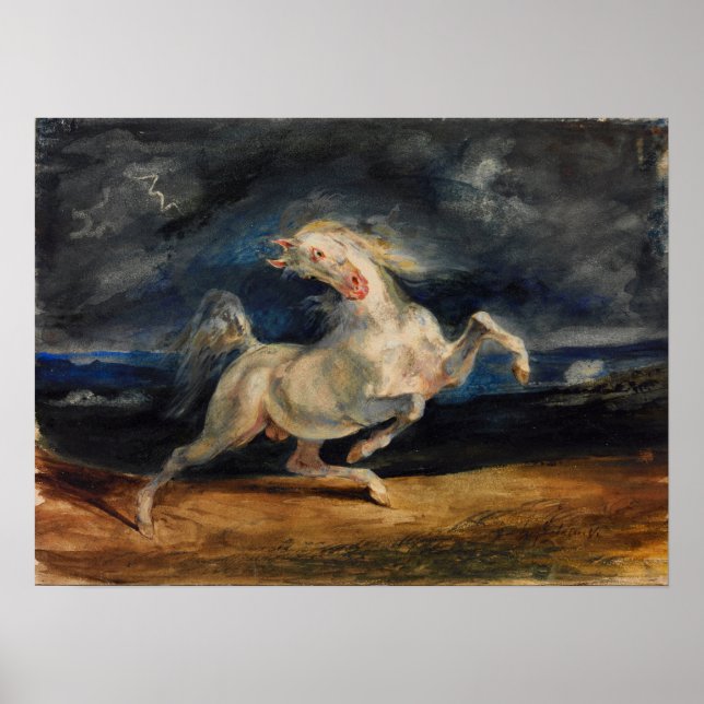 Póster Delacroix - Caballo asustado por el relámpago (Frente)