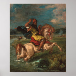 Póster Delacroix - Caballo cruzando un Ford