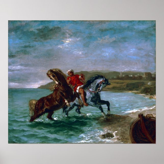 Póster Delacroix - Caballos saliendo del mar (Frente)