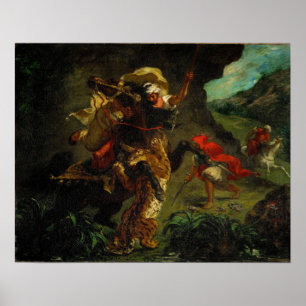 Póster Delacroix - Caza de tigres 1854