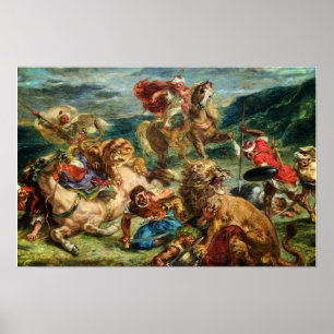 Póster Delacroix - Caza del león