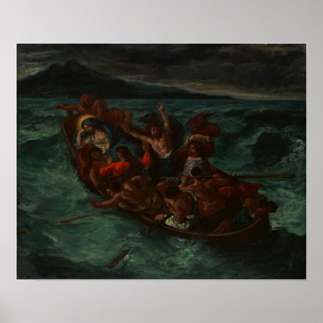 Póster Delacroix - Cristo descansa durante la tempestad (Frente)