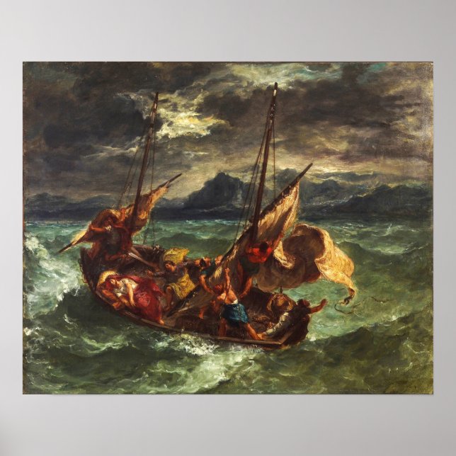 Póster Delacroix - Cristo en el mar de Galilea (Frente)