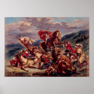 Póster Delacroix - Estudio sobre la caza de Lowen St Gall