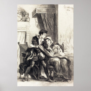 Póster Delacroix - Hamlet Y La Reina (Escena I Del Tercer