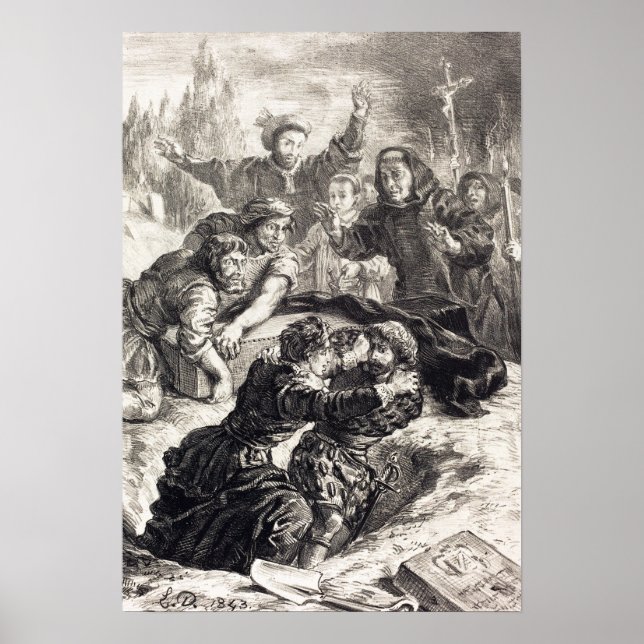 Póster Delacroix - Hamlet Y Laertes En La Tumba De Op... (Frente)