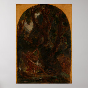 Póster Delacroix - Jacob luchando con el ángel