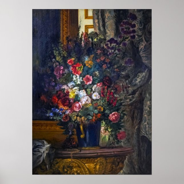 Póster Delacroix - Jarrón de flores con consola 1849 (Frente)