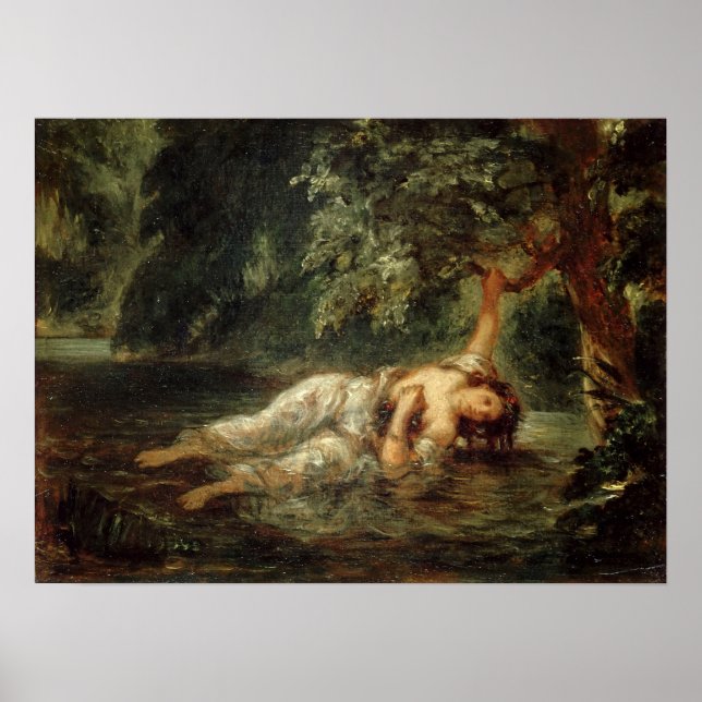 Póster Delacroix - La muerte de Ophelia 1853 (Frente)