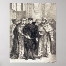 Póster Delacroix - La Reina Trata De Consolarse Con Hamle