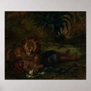 Póster Delacroix - León devorando un árabe 1847