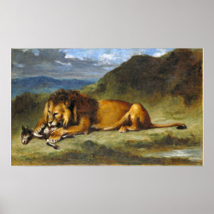 Póster Delacroix - León devorando una cabra