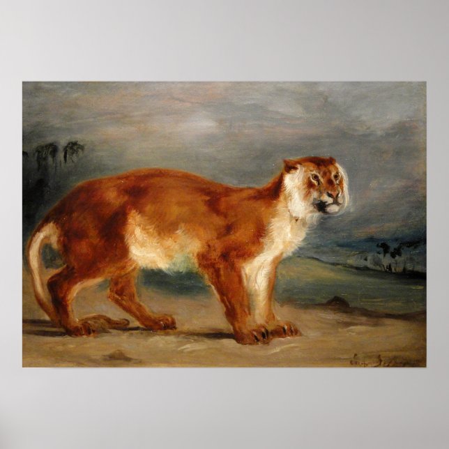 Póster Delacroix - Lioness 1832 (Frente)