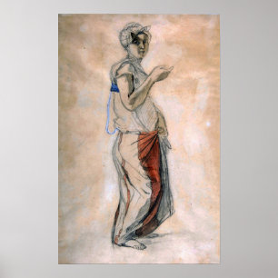 Póster Delacroix - Mujer De Pie Con Traje Marroquí