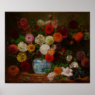 Póster Delacroix - Naturaleza Muerta Con Dahlias 1835