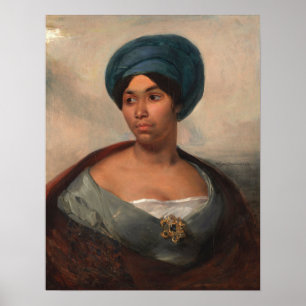 Póster Delacroix - Retrato De Una Mujer En Un Turbán Azul